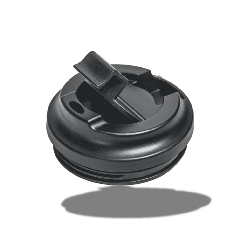 Black plastic cap on a white background